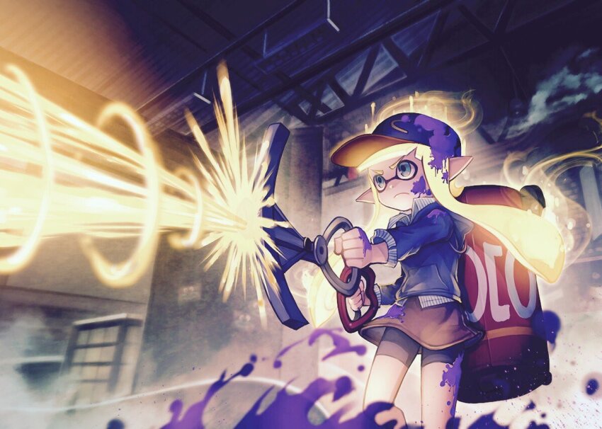 1girl, aqua_eyes, baseball_cap, black_shorts, blonde_hair, blue_hat, blue_hoodie, blue_shirt