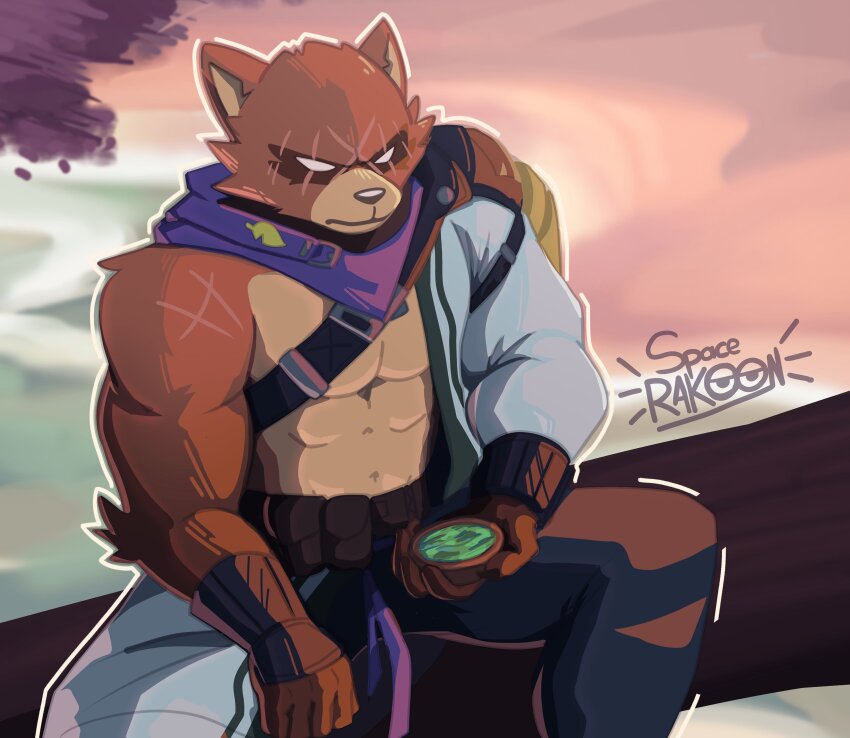 1boy, abs, absurdres, animal_ears, artist_name, bara, closed_mouth, cross_scar