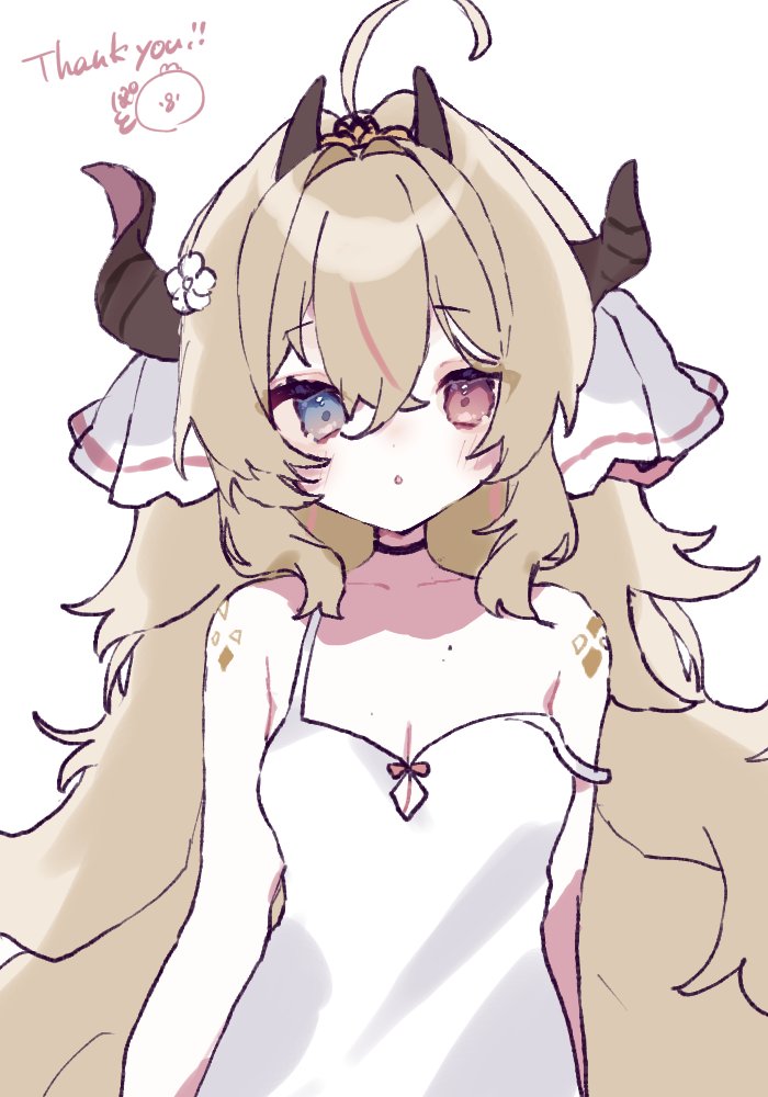 1girl, ahoge, black_choker, blonde_hair, blue_eyes, breasts, choker, cleavage