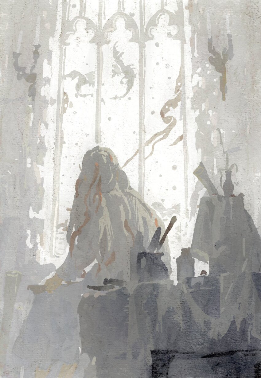 1girl, dragon, dress, ender_lilies_quietus_of_the_knights, fretia_(ender_lilies), ganyuyu11192, grey_hair, highres