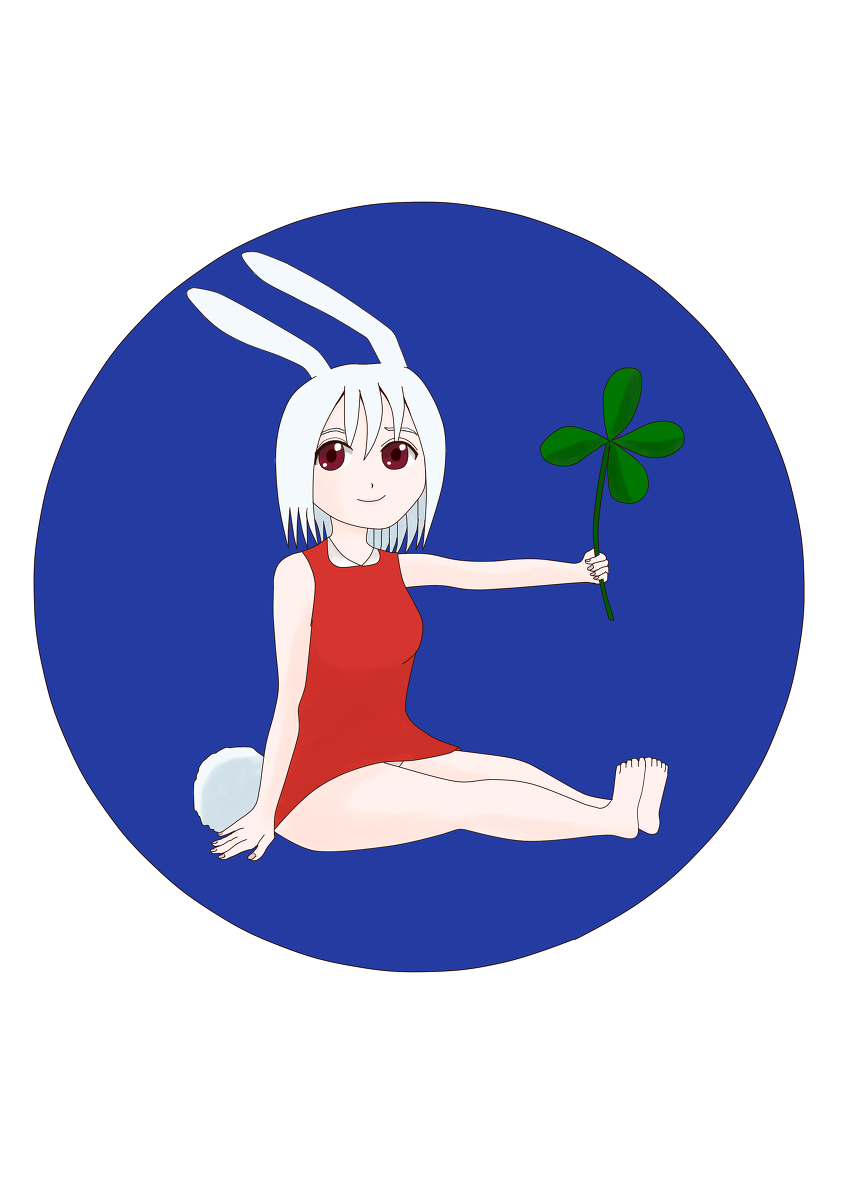 1girl, clover, dress, highres, nishimatsuya, personification, rabbit_girl, red_dress