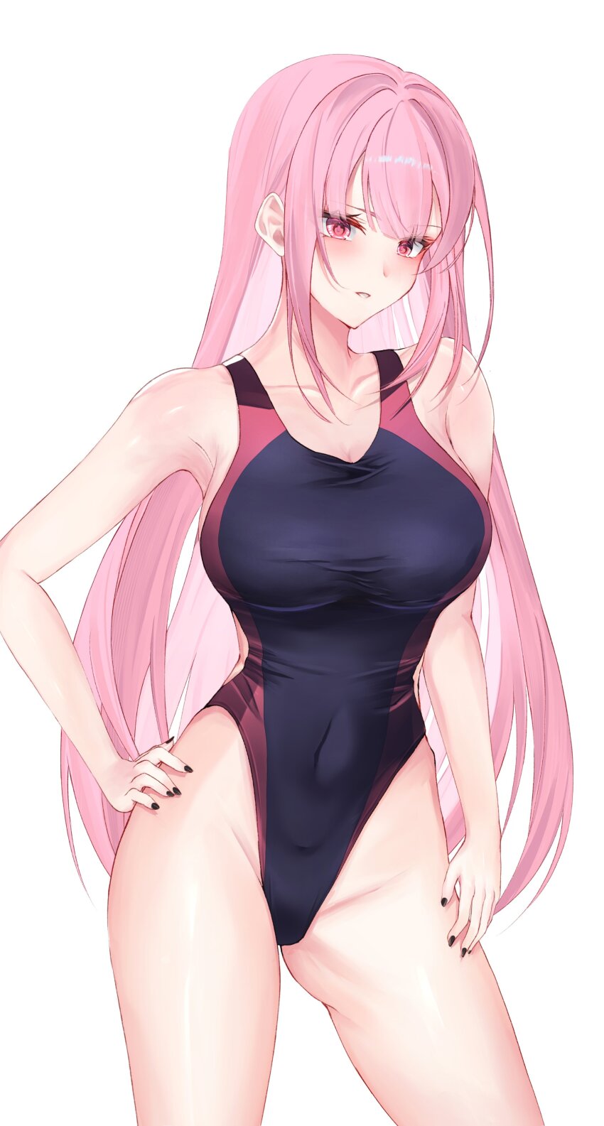 1girl, absurdres, alternate_costume, armpits, black_nails, breasts, cleavage, collarbone