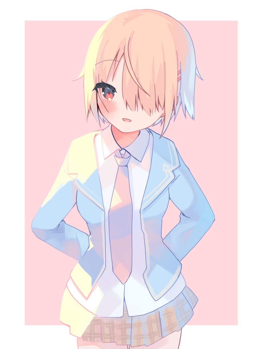 10_(sei), 1girl, absurdres, blonde_hair, hair_ornament, hair_over_one_eye, hairclip, heaven_burns_red