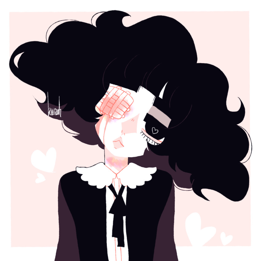 1other, ash_kinoshita, bandage_over_one_eye, black_hair, blood, bruise, bruise_on_neck, dreamalgia