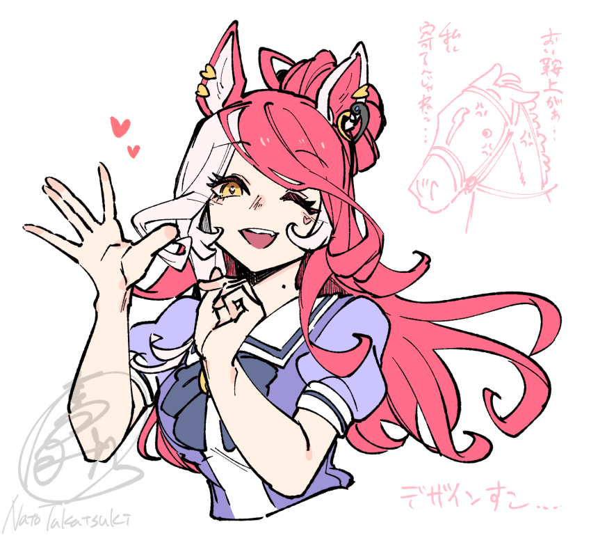 1girl, anger_vein, animal_ear_piercing, bow, bowtie, commentary_request, creature_and_personification, doodle_inset