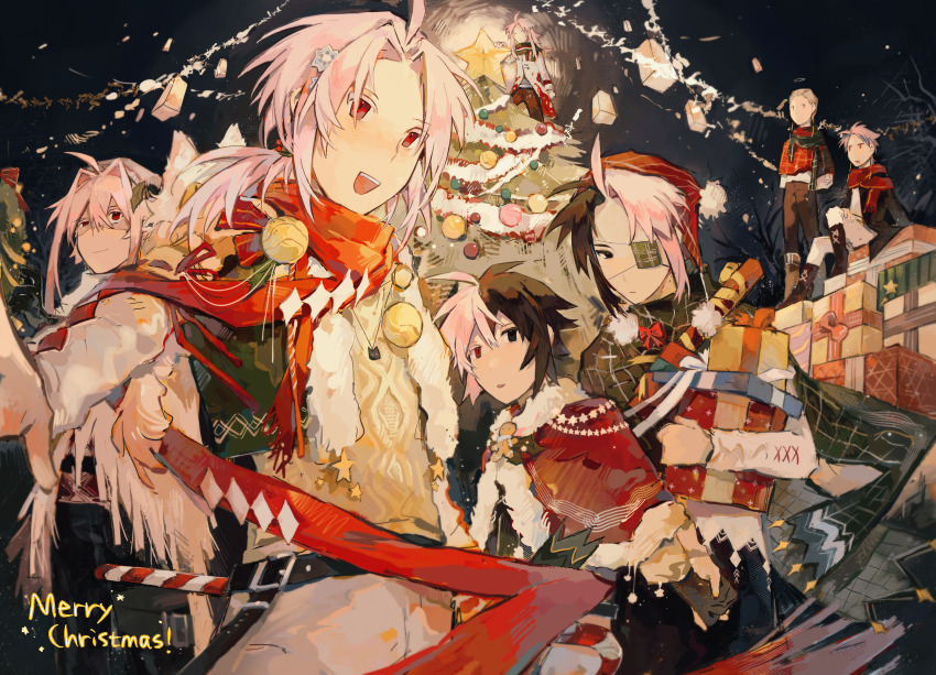 6+boys, absurdres, ahoge, alternate_costume, antenna_hair, belt, black_belt, black_coat