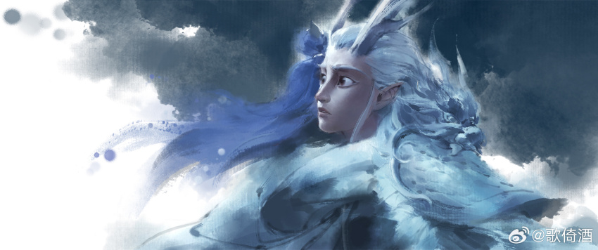 2boys, ao_bing_(nezha_zhi_motong_jiangshi), ao_guang_(nezha_zhi_motong_jiangshi), armor, blue_hair, brown_eyes, chinese_armor, dragon_boy