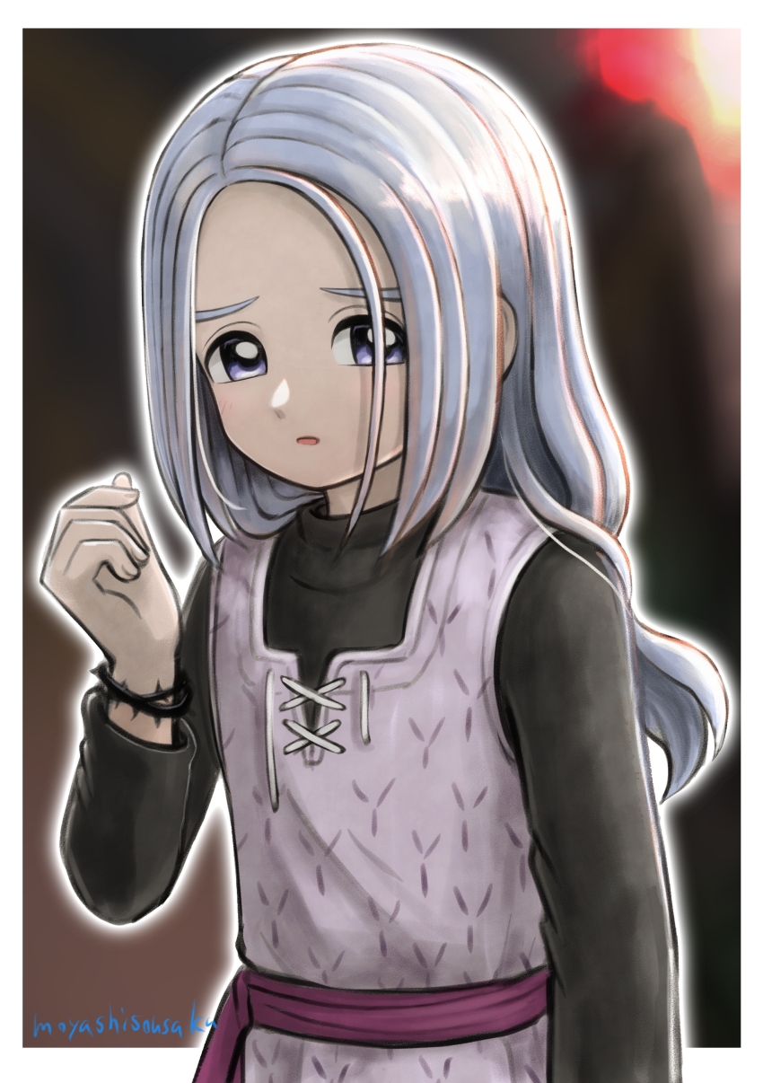 1boy, absurdres, androgynous, artist_name, black_shirt, blurry, blurry_background, border