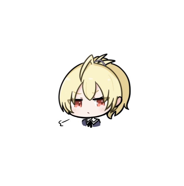 1girl, ahoge, ando_tazusa, assault_lily, black_ribbon, blonde_hair, blush, chibi
