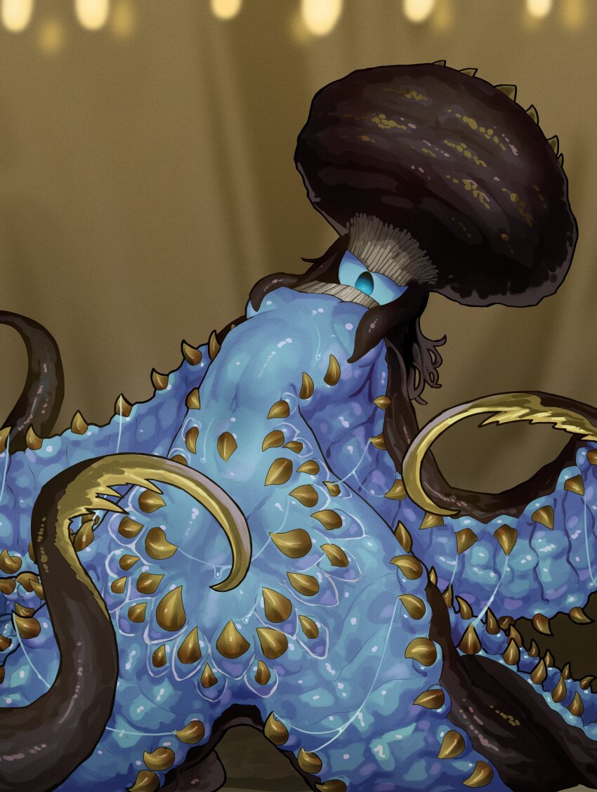 absurdres, black_skin, blue_skin, blue_tongue, claws, colored_skin, colored_tongue, convenient_censoring