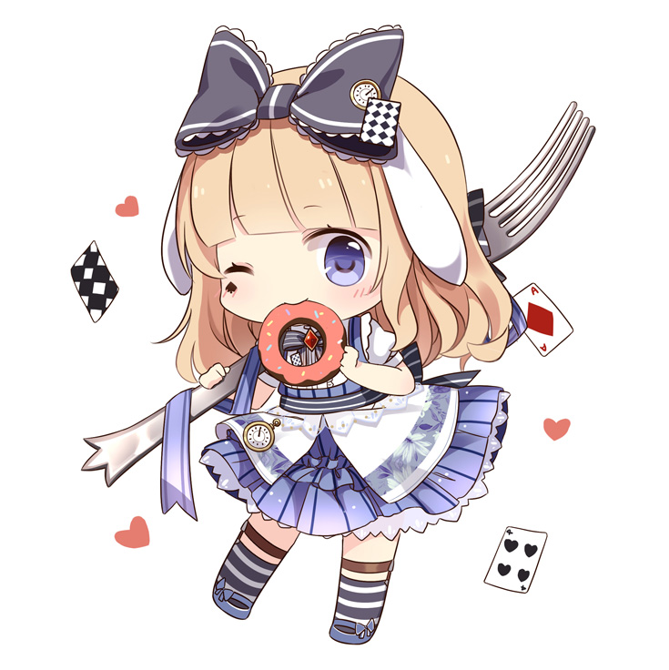 1girl, ace_(playing_card), ace_of_diamonds, alice's_adventures_in_wonderland, alice_(alice_in_wonderland), animal_ears, back_bow, belt
