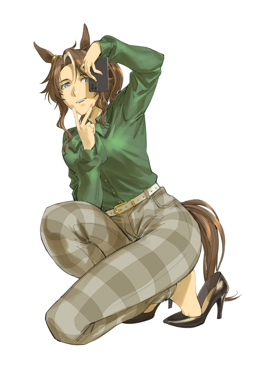 1girl, absurdres, animal_ears, belt, black_shoes, blue_eyes, bow, bowtie