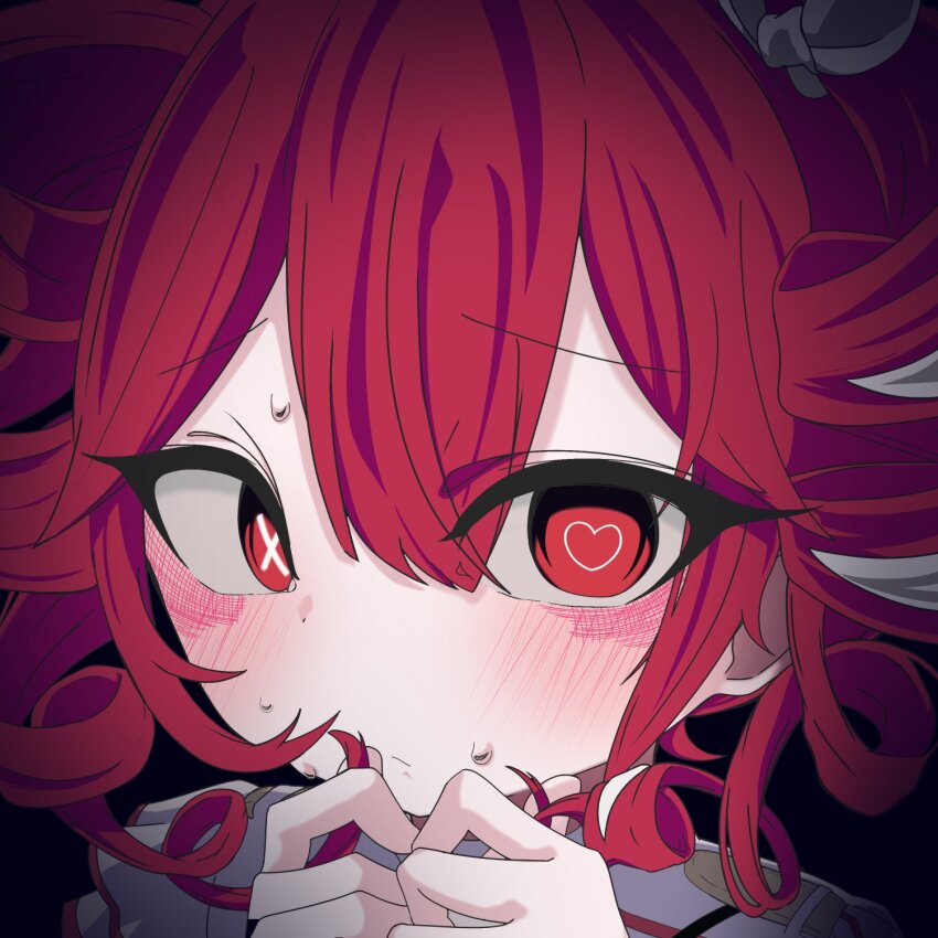 1girl, black_background, blush, bow, closed_mouth, grey_jacket, hair_between_eyes, hair_bow