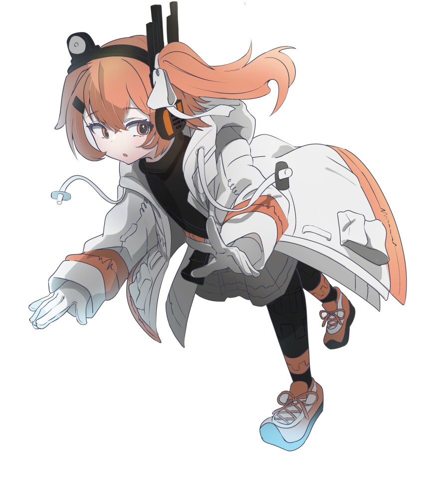 1girl, a.i._voice, absurdres, adachi_rei, black_pantyhose, black_shirt, gloves, grey_skirt