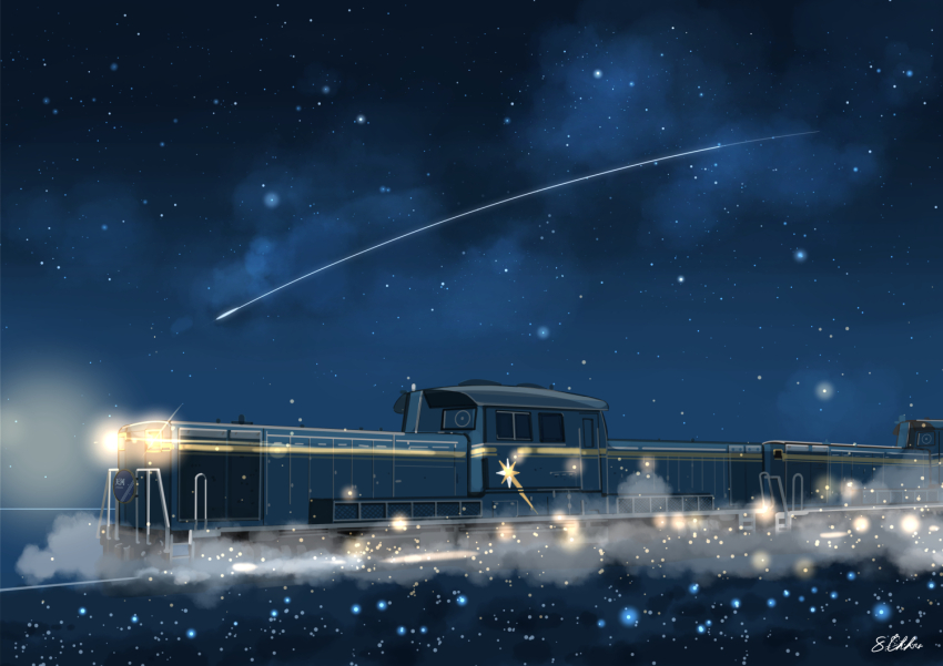 artist_name, commentary_request, night, original, outdoors, sakurada_chihiro, scenery, shooting_star