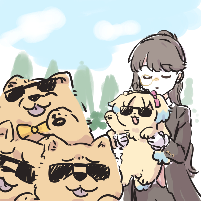 1girl, :3, :d, ^_^, animal, animalization, ao_kaeru, black_tailcoat