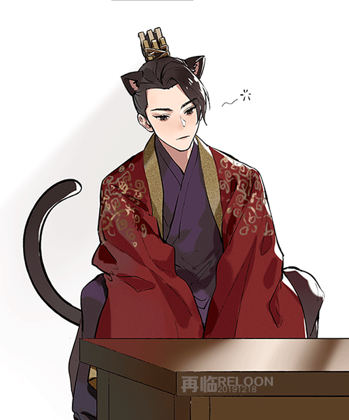 1boy, animal_ears, animated, animated_gif, artist_name, black_eyes, black_hair, blush