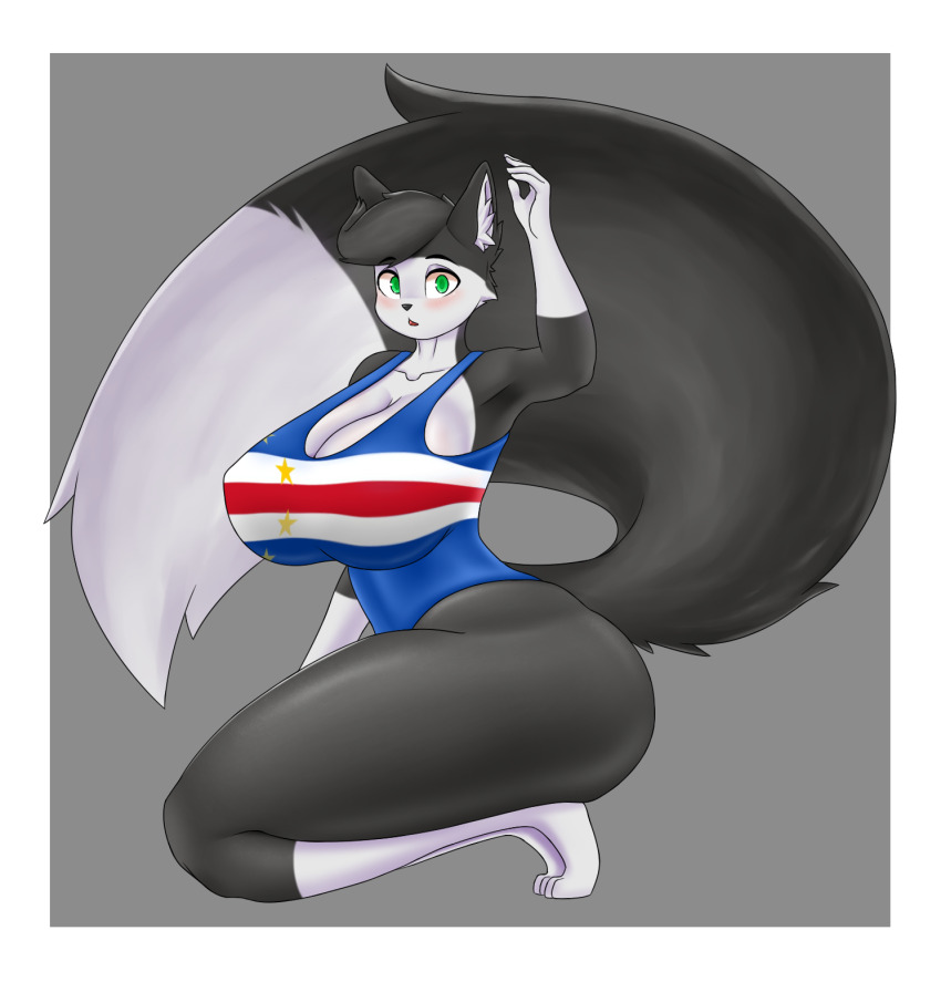 1girl, artist_request, cape_verde, cape_verdean_flag, cat, cat_girl, commission, furry
