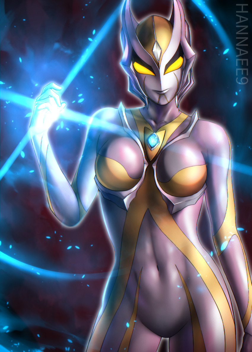 1girl, alien, artist_name, breasts, camearra, camearra_whip, collarbone, color_timer