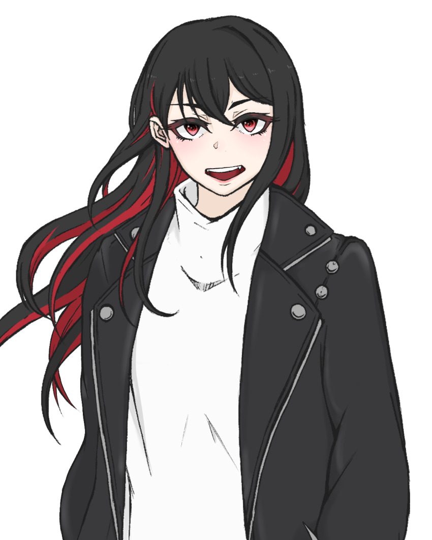 1girl, black_hair, black_jacket, highres, jacket, kamo_nova, looking_at_viewer, love_live!