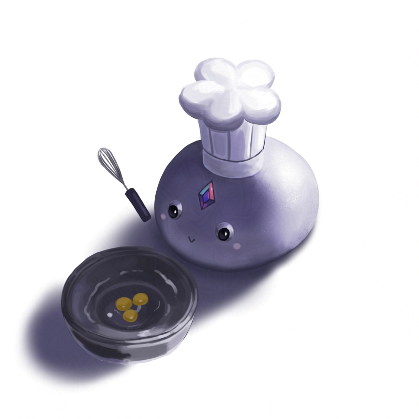 absurdres, black_eyes, chada_ijwtmcs, chef_hat, closed_mouth, commentary, egg_yolk, english_commentary