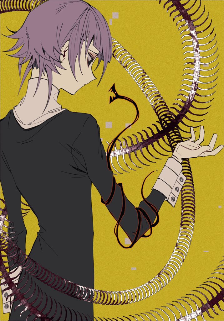 1other, androgynous, aynm010330, back, bone, colored_sclera, commentary, crona_(soul_eater)