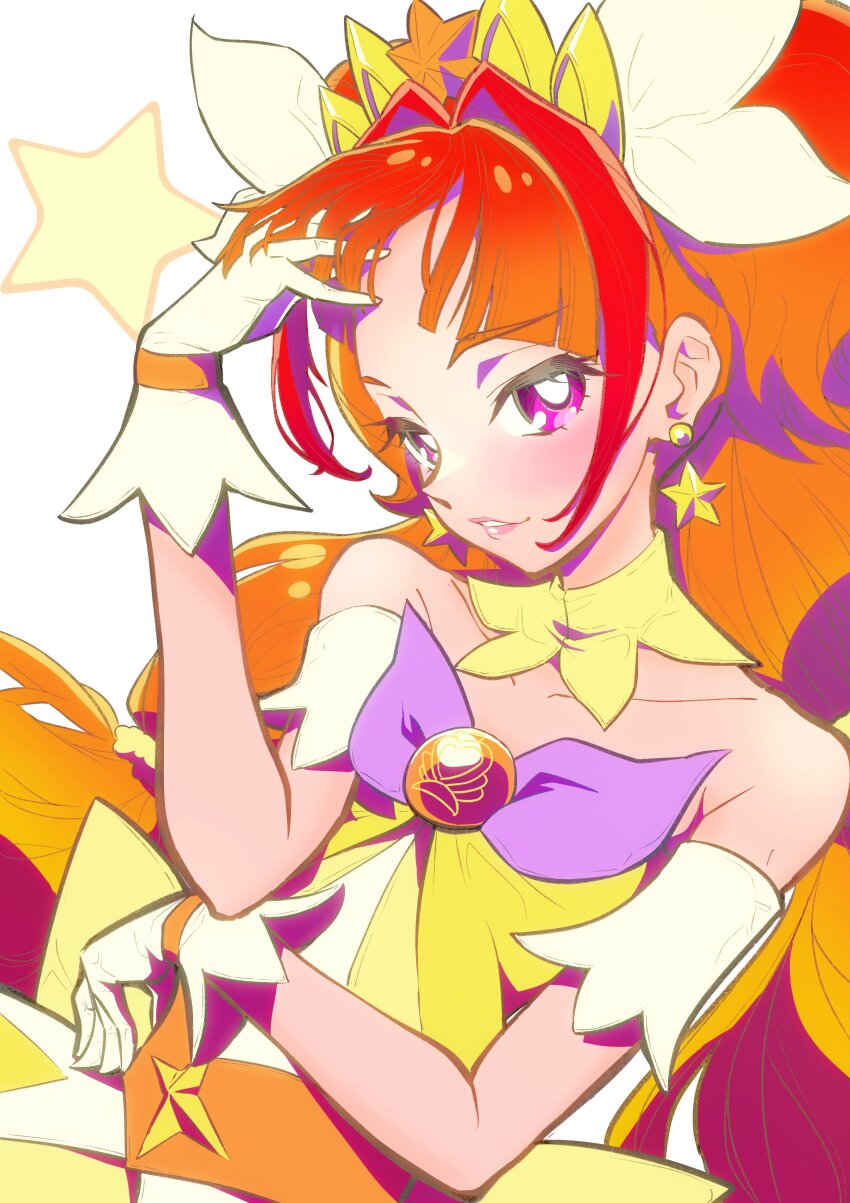 1girl, absurdres, amanogawa_kirara, blunt_bangs, bow, crown, cure_twinkle, dress