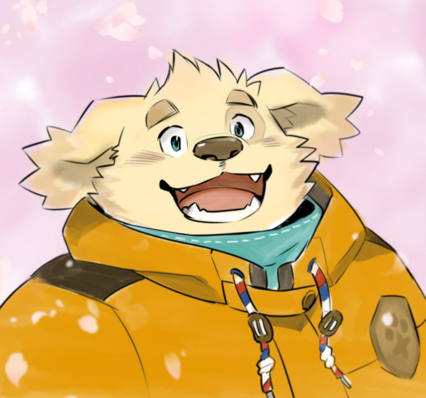 1boy, animal_ears, blush, colored_tips, commentary_request, cu_sith_(housamo), dog_boy, dog_ears