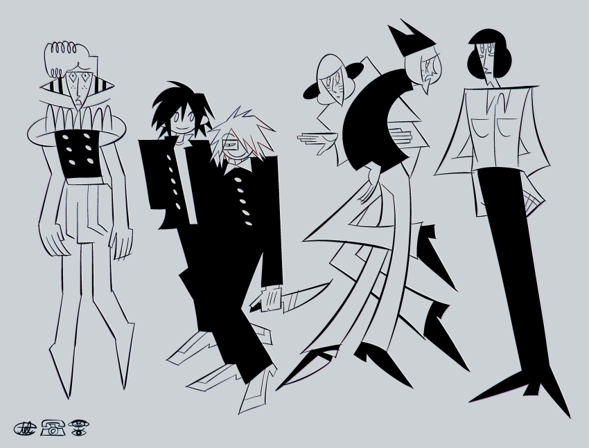 6+boys, absurdres, afro, animal_ear_headwear, artist_name, beanie, blush_stickers, bodysuit