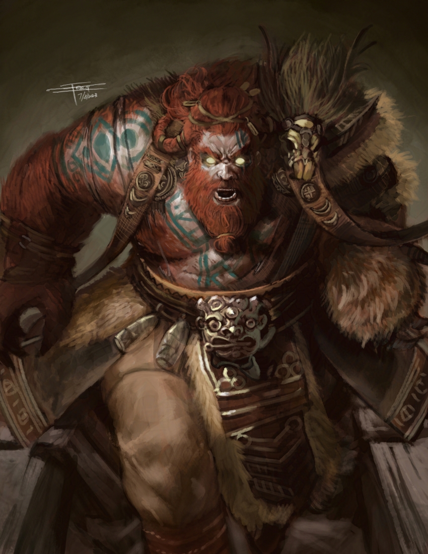 1boy, absurdres, armor, beard, braid, braided_bun, broad_shoulders, claws