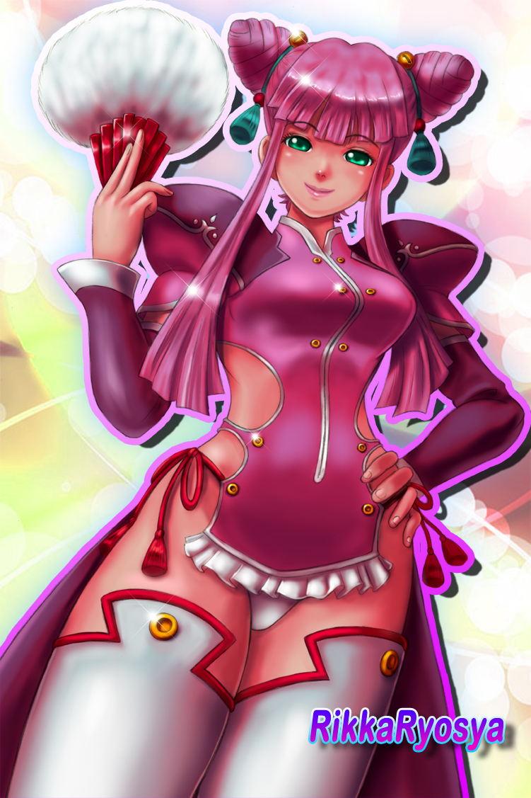 1girl, ar_tonelico, ar_tonelico_iii, boken_fantasy, breasts, china_dress, chinese_clothes, double_bun