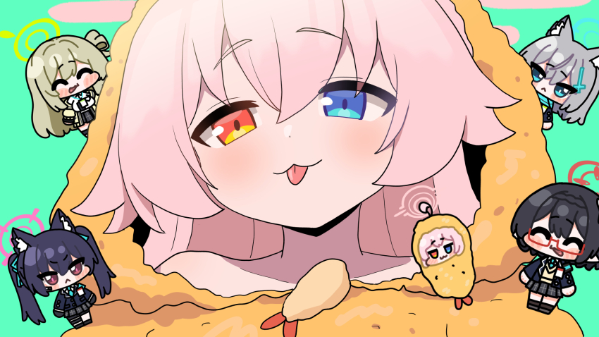 6+girls, :3, animal_ears, ayane_(blue_archive), black_hair, blue_archive, blue_eyes, cat_ears