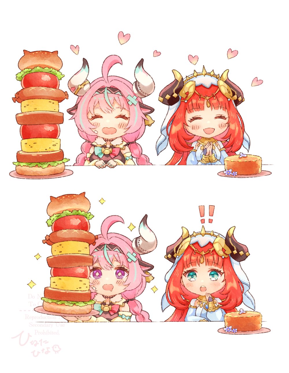 !, !!, +_+, 2girls, :o, ^_^, ahoge, animal_ears