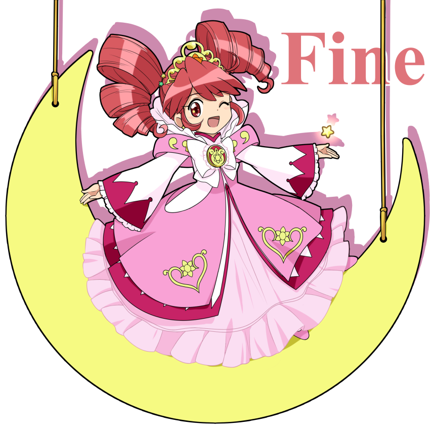 1girl, ;d, absurdres, bow, chaimaou, character_name, chest_bow, commentary