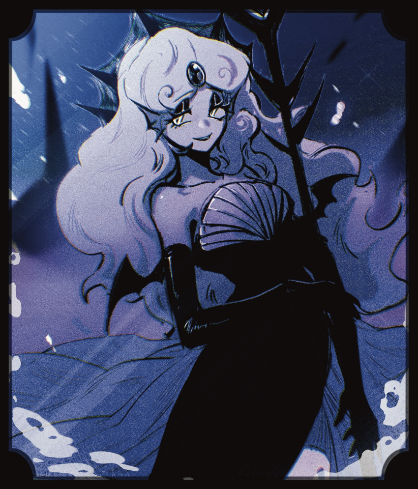 1girl, black_pearl_cookie, cookie_run, cookie_run:_kingdom, fins, forehead_jewel, gem, glires