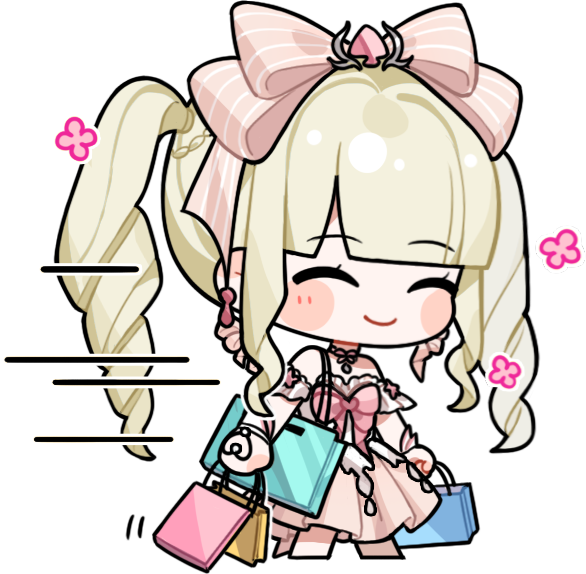 1girl, ^_^, arm_ribbon, artist_request, bag, bare_shoulders, blonde_hair, blunt_bangs