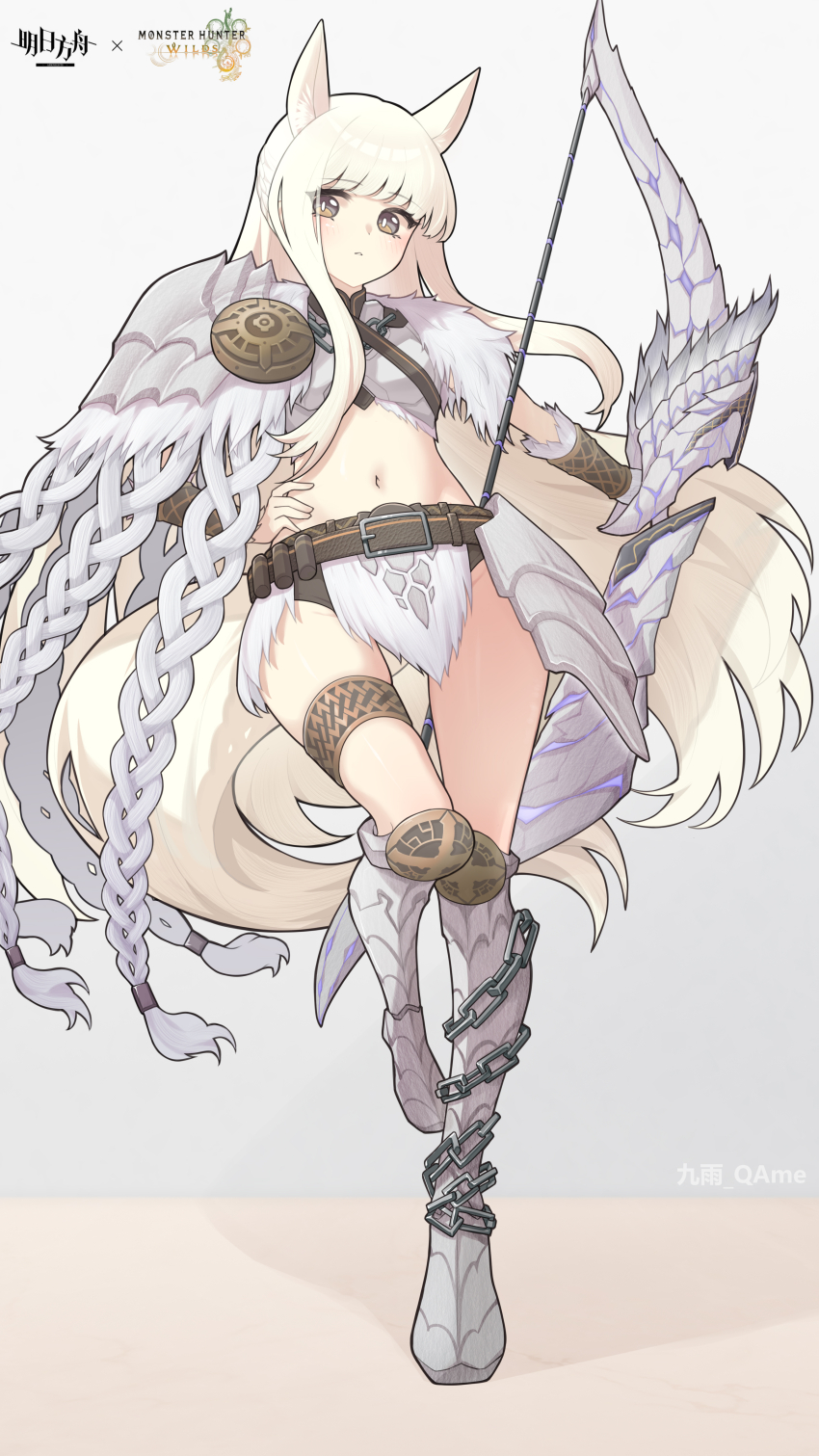 1girl, absurdres, alternate_costume, arknights, arkveld_(armor), armor, armored_boots, artist_name