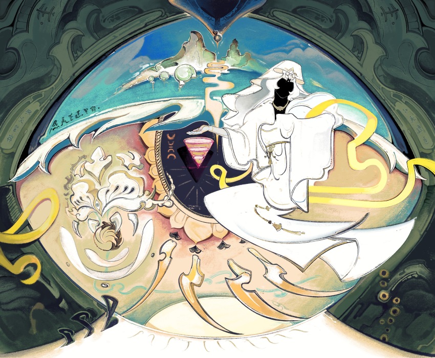 1girl, absurdres, buddhism, bug, chinese_clothes, cookie_run, cookie_run:_kingdom, faceless