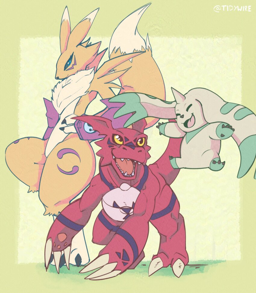 absurdres, black_sclera, blue_eyes, body_fur, closed_eyes, colored_sclera, digimon, digimon_(creature)