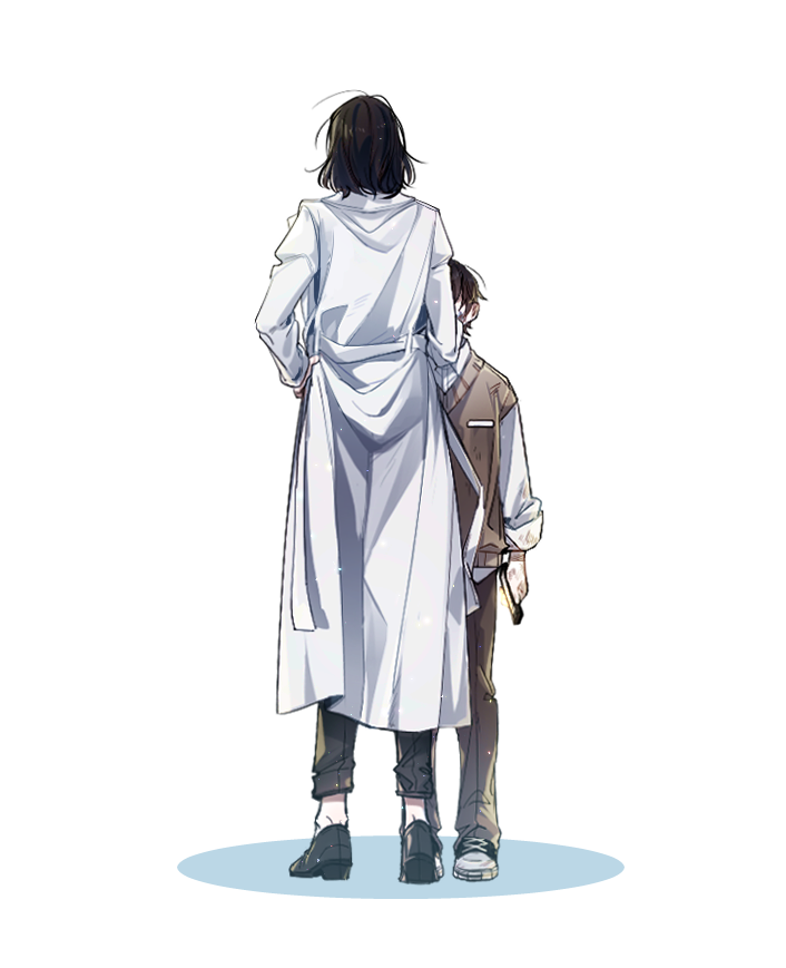 1boy, 1girl, black_hair, black_shoes, brown_pants, brown_sweater_vest, cellphone, coat