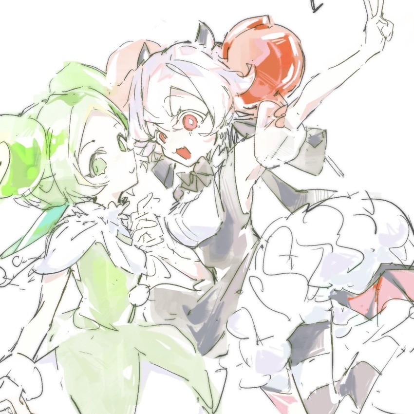 2girls, apple_faerie_cookie, black_dress, candy_apple_cookie, cookie_run, cookie_run:_kingdom, dress, green_dress