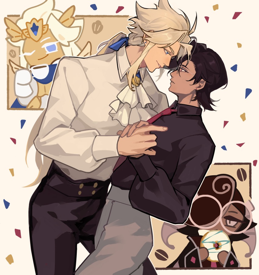 2boys, absurdres, brown_hair, brown_shirt, chinese_commentary, commentary_request, cookie_run, cookie_run:_kingdom