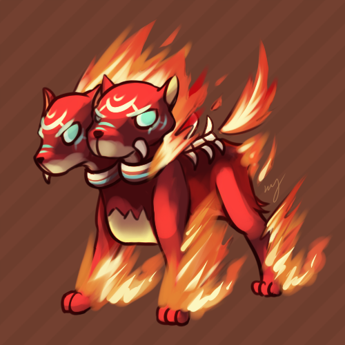 animal_ears, blue_sclera, brown_background, chuiceturdz, colored_sclera, diagonal-striped_background, dog_ears, fiery_hair