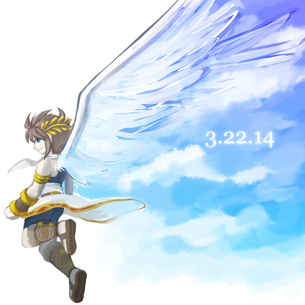 1boy, angel, angel_wings, anniversary, bike_shorts, blue_eyes, brown_hair, chuiceturdz
