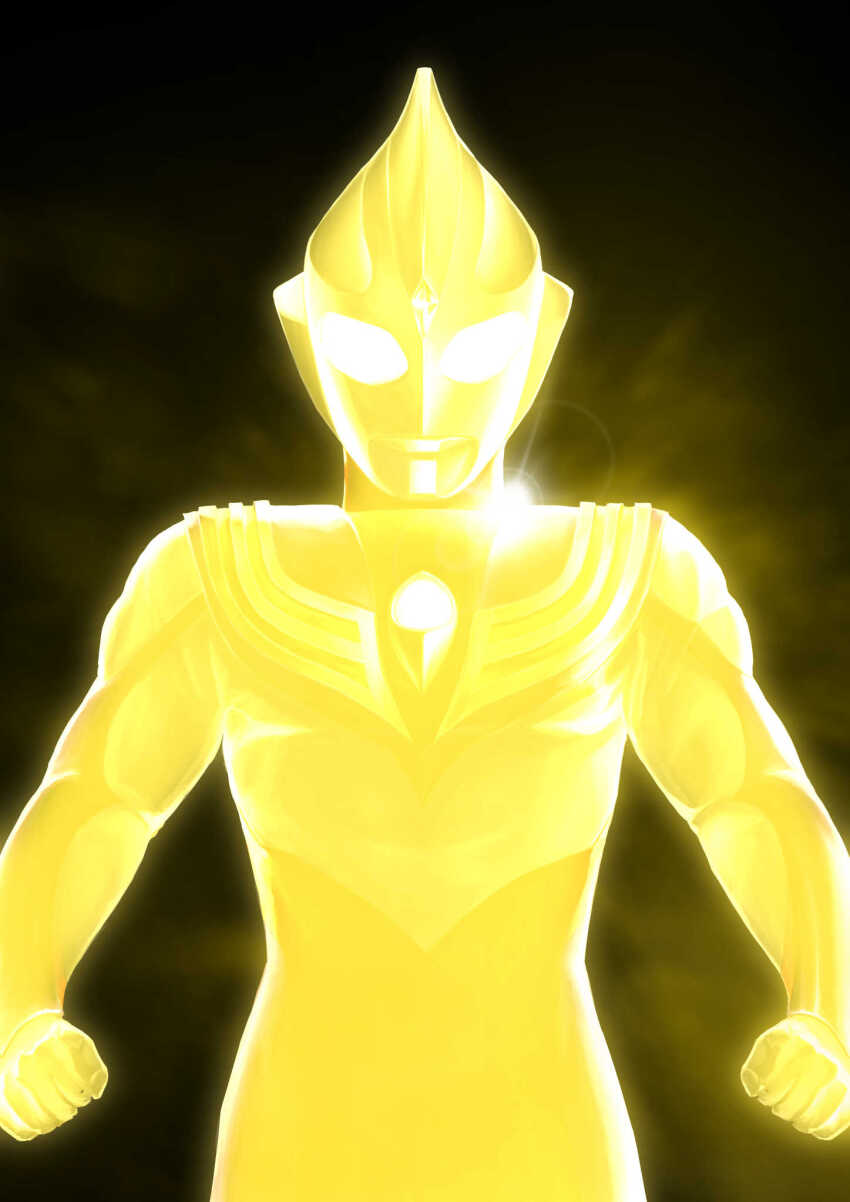 1boy, alien, armor, aura, breastplate, clenched_hands, color_timer, colored_skin