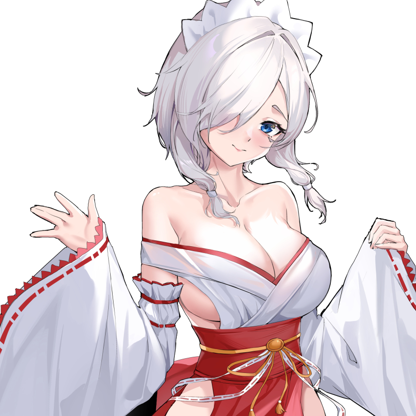 1girl, absurdres, bare_shoulders, bingjilin, breasts, cleavage, collarbone, cowboy_shot