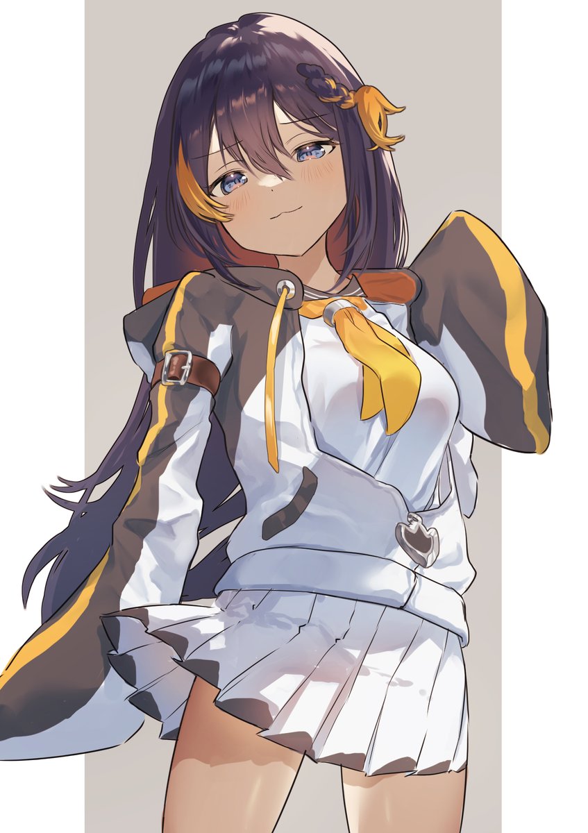 1girl, :3, blue_eyes, blush, braid, breasts, cowboy_shot, dot_nose