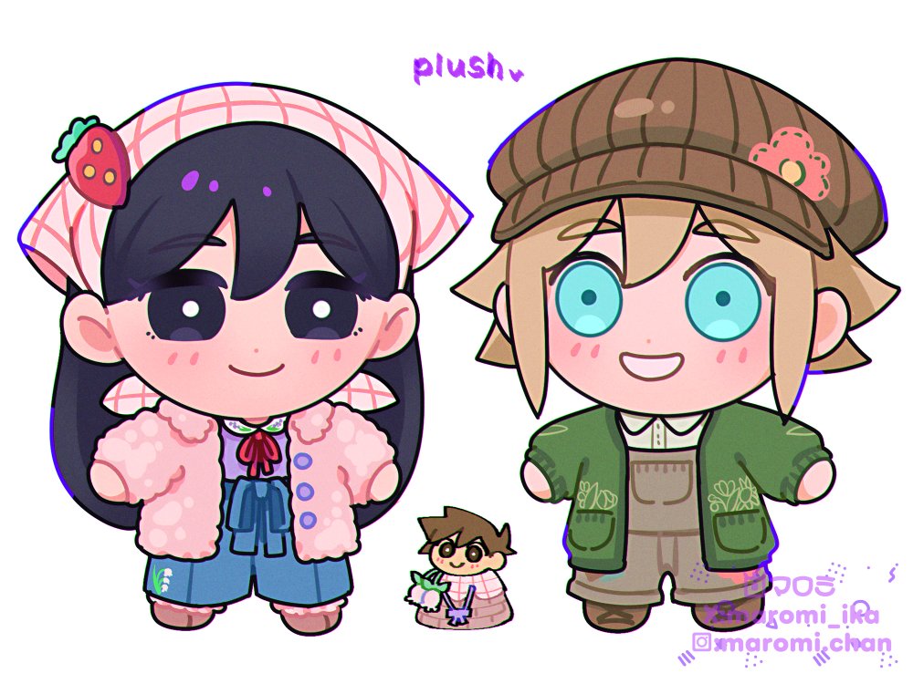 1boy, 2girls, artist_name, bag, basil_(birthday)_(omori), basil_(faraway)_(omori), basil_(omori), character_doll