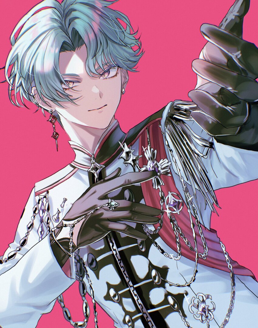 1boy, blue_hair, closed_mouth, collared_jacket, commentary, curtained_hair, diamond_(shape), dutch_angle