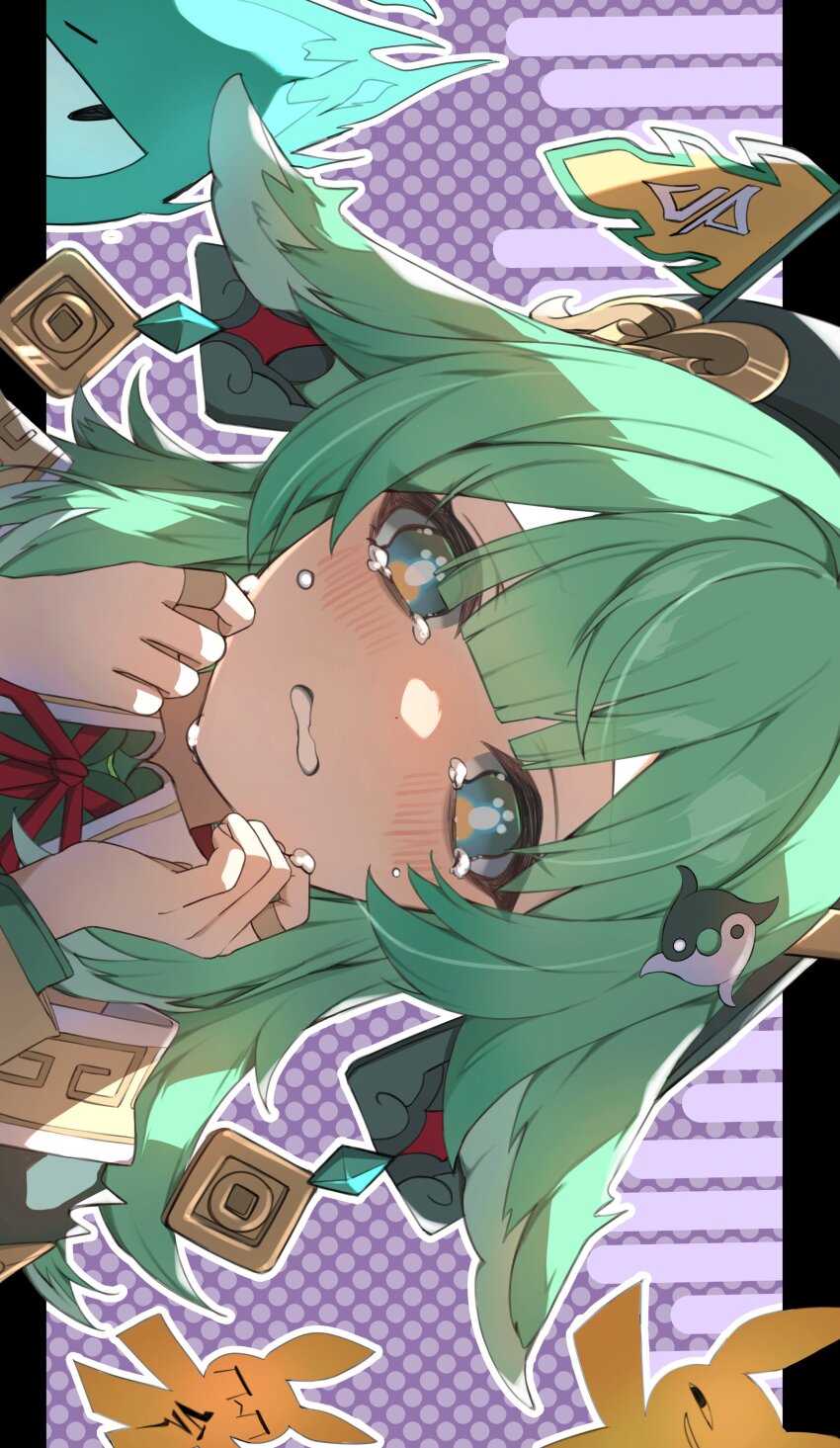 1girl, absurdres, animal_ears, blunt_bangs, crying, crying_with_eyes_open, fox_ears, fox_girl